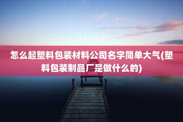 怎么起塑料包装材料公司名字简单大气(塑料包装制品厂是做什么的)