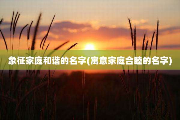 象征家庭和谐的名字(寓意家庭合睦的名字)