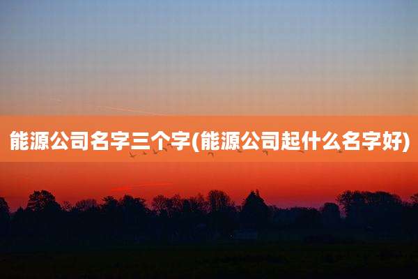 能源公司名字三个字(能源公司起什么名字好)