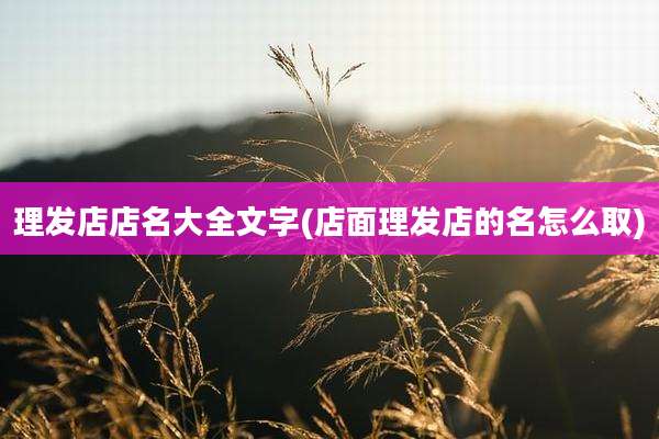 理发店店名大全文字(店面理发店的名怎么取)