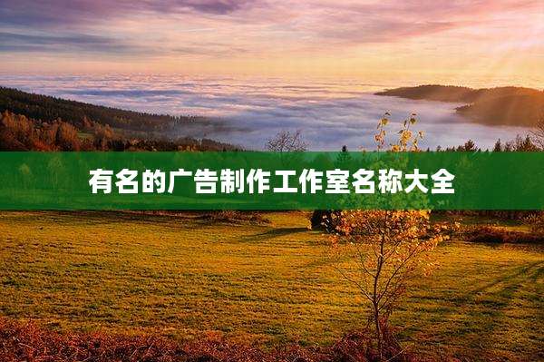 有名的广告制作工作室名称大全