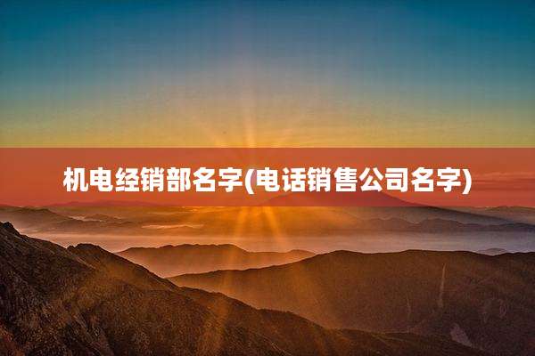 机电经销部名字(电话销售公司名字)