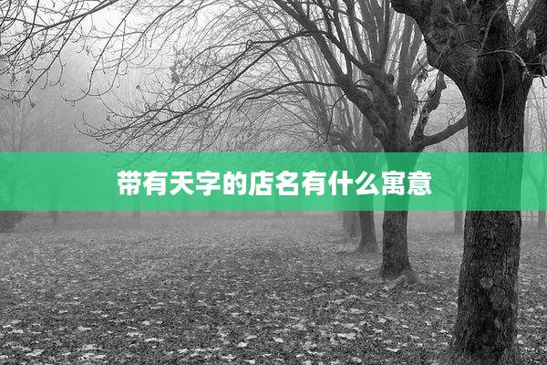 带有天字的店名有什么寓意