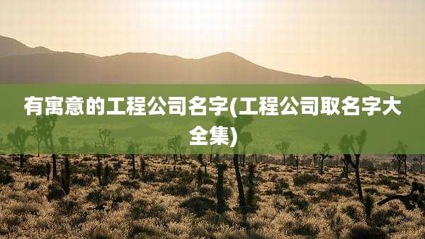 有寓意的工程公司名字(工程公司取名字大全集)