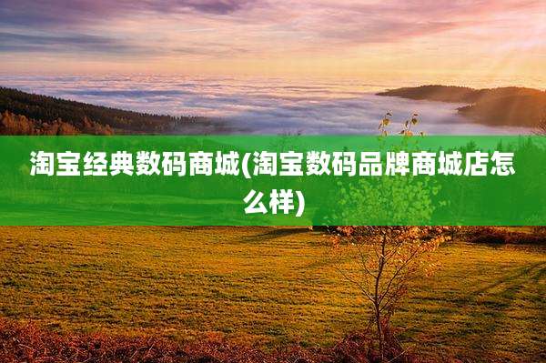 淘宝经典数码商城(淘宝数码品牌商城店怎么样)