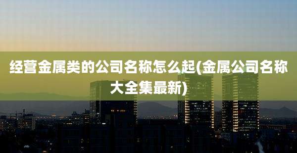 经营金属类的公司名称怎么起(金属公司名称大全集最新)