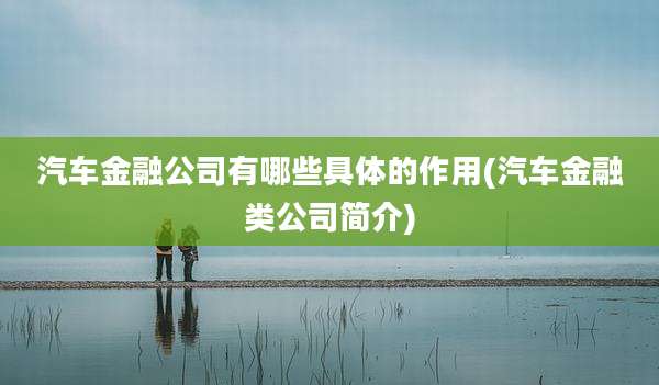 汽车金融公司有哪些具体的作用(汽车金融类公司简介)