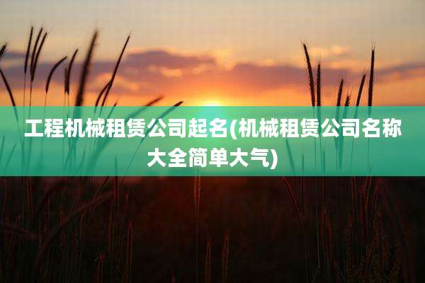 工程机械租赁公司起名(机械租赁公司名称大全简单大气)