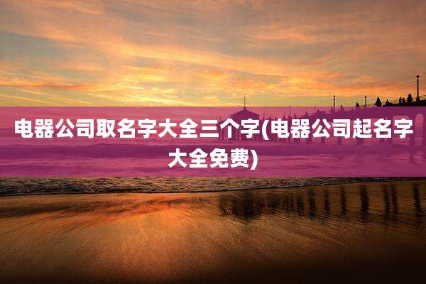 电器公司取名字大全三个字(电器公司起名字大全免费)