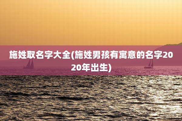 施姓取名字大全(施姓男孩有寓意的名字2020年出生)
