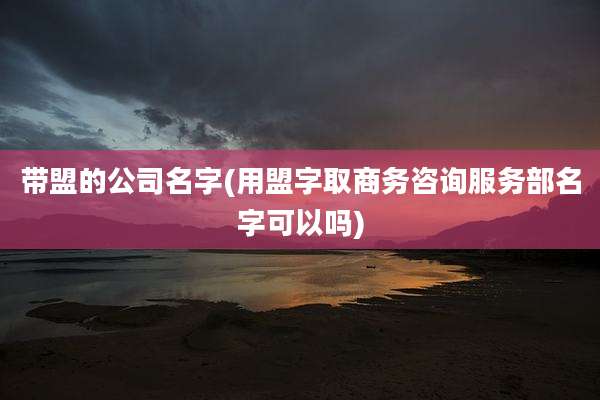 带盟的公司名字(用盟字取商务咨询服务部名字可以吗)