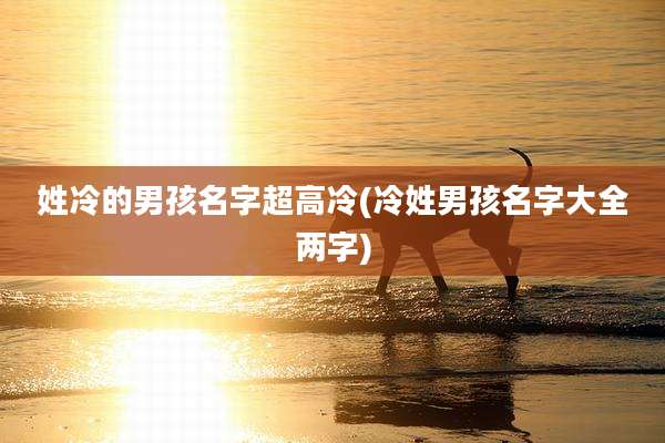 姓冷的男孩名字超高冷(冷姓男孩名字大全两字)