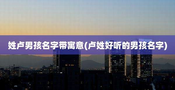 姓卢男孩名字带寓意(卢姓好听的男孩名字)