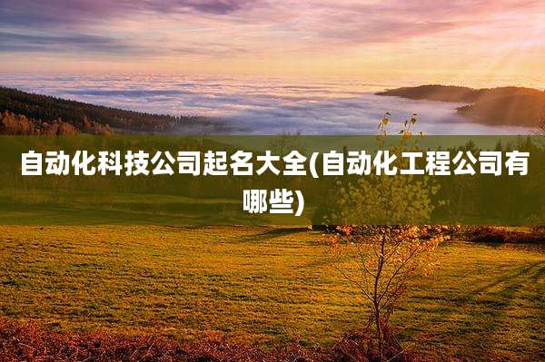 自动化科技公司起名大全(自动化工程公司有哪些)