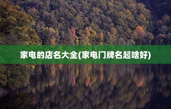 家电的店名大全(家电门牌名起啥好)