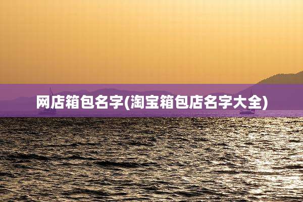 网店箱包名字(淘宝箱包店名字大全)