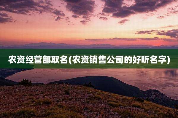 农资经营部取名(农资销售公司的好听名字)