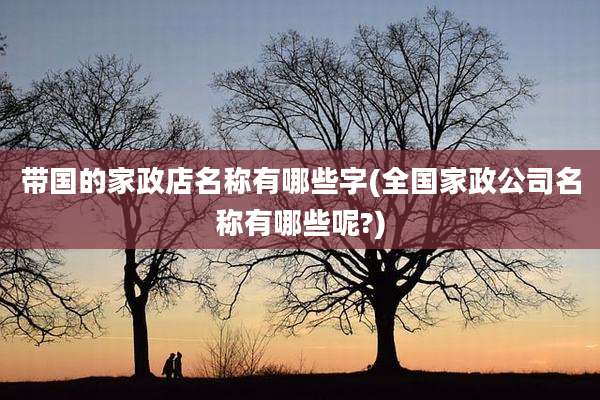 带国的家政店名称有哪些字(全国家政公司名称有哪些呢?)