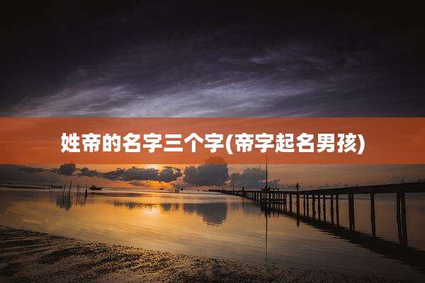姓帝的名字三个字(帝字起名男孩)