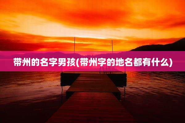 带州的名字男孩(带州字的地名都有什么)