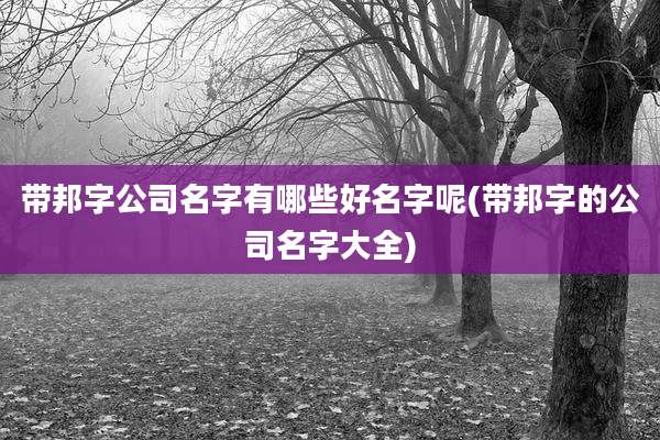 带邦字公司名字有哪些好名字呢(带邦字的公司名字大全)