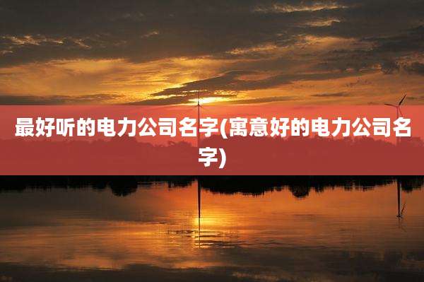 最好听的电力公司名字(寓意好的电力公司名字)