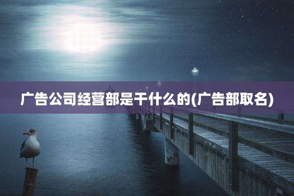 广告公司经营部是干什么的(广告部取名)