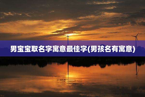 男宝宝取名字寓意最佳字(男孩名有寓意)