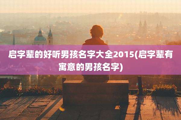 启字辈的好听男孩名字大全2015(启字辈有寓意的男孩名字)