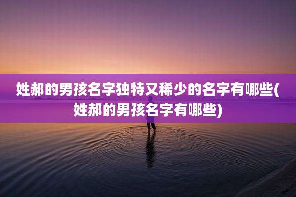 姓郝的男孩名字独特又稀少的名字有哪些(姓郝的男孩名字有哪些)