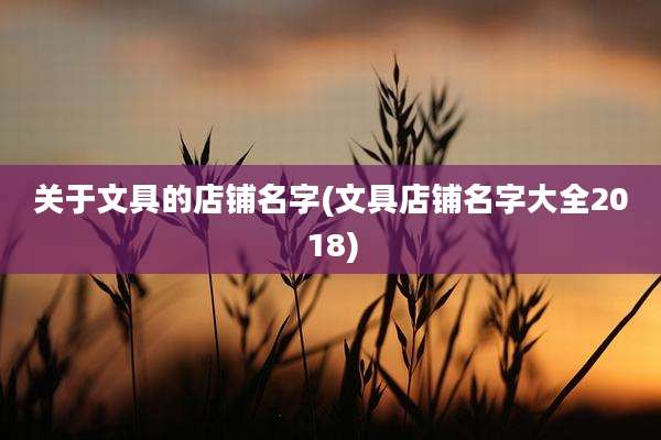 关于文具的店铺名字(文具店铺名字大全2018)