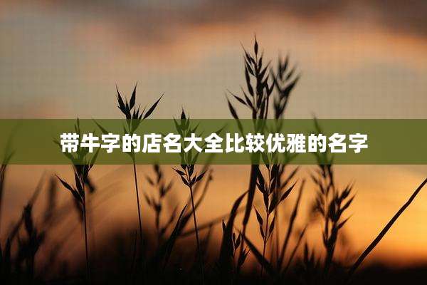 带牛字的店名大全比较优雅的名字