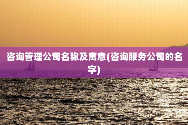 咨询管理公司名称及寓意(咨询服务公司的名字)