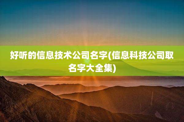 好听的信息技术公司名字(信息科技公司取名字大全集)
