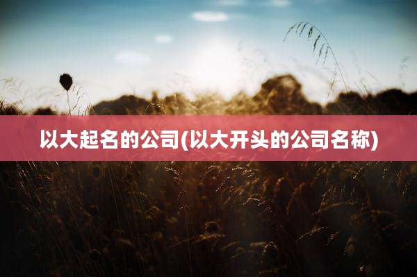 以大起名的公司(以大开头的公司名称)