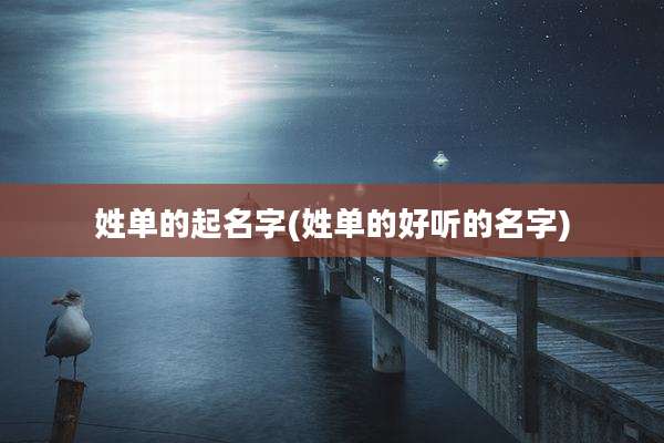 姓单的起名字(姓单的好听的名字)