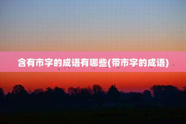 含有市字的成语有哪些(带市字的成语)