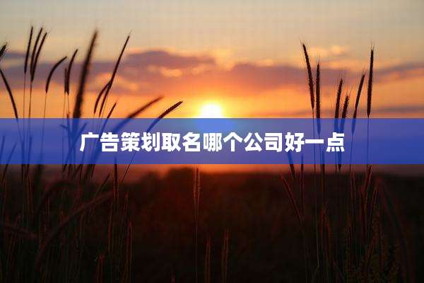 广告策划取名哪个公司好一点