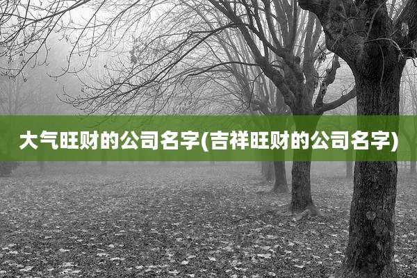 大气旺财的公司名字(吉祥旺财的公司名字)