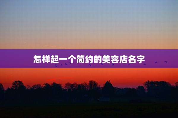 怎样起一个简约的美容店名字