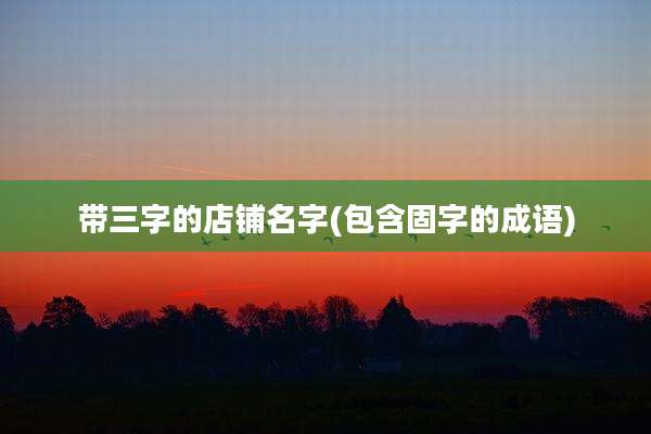 带三字的店铺名字(包含固字的成语)