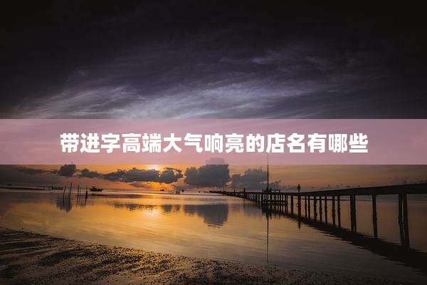带进字高端大气响亮的店名有哪些