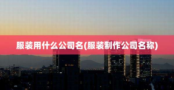 服装用什么公司名(服装制作公司名称)