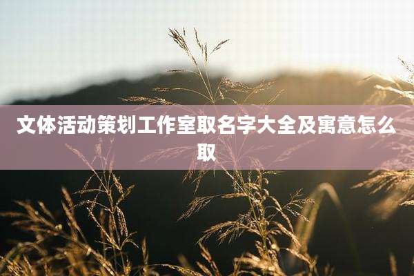 文体活动策划工作室取名字大全及寓意怎么取