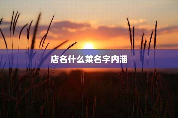 店名什么莱名字内涵