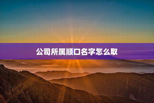 公司所属顺口名字怎么取