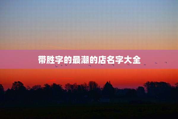 带胜字的最潮的店名字大全