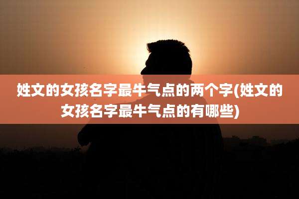 姓文的女孩名字最牛气点的两个字(姓文的女孩名字最牛气点的有哪些)