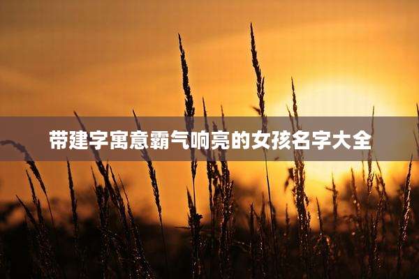 带建字寓意霸气响亮的女孩名字大全