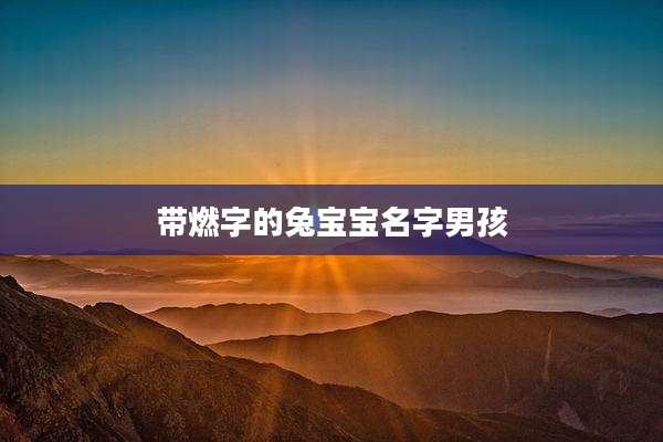 带燃字的兔宝宝名字男孩